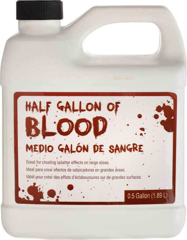 Half-Gallon of Fake Blood, Red, 64-oz, Wearable Costume Accessory for Halloween Front_Flat