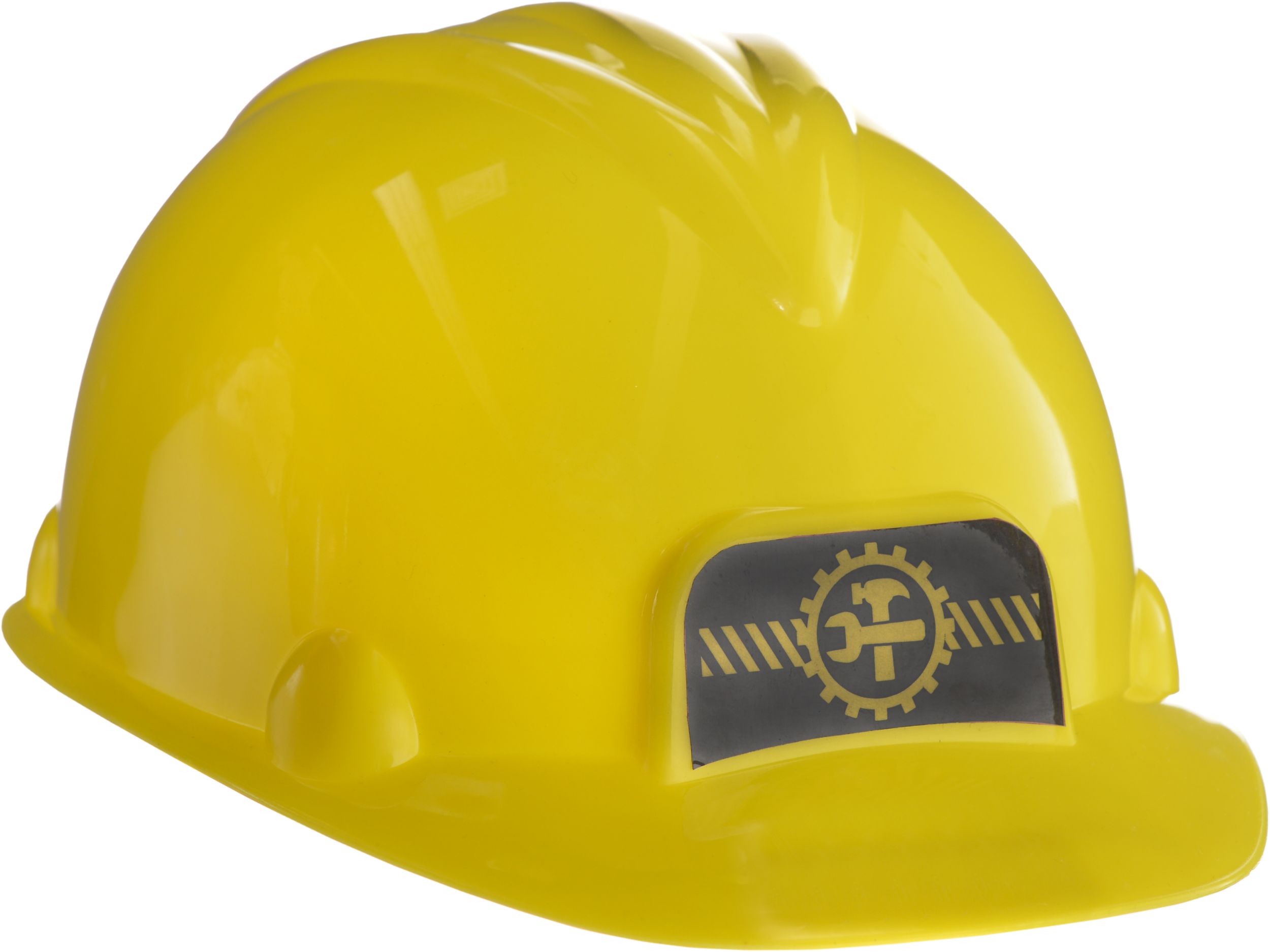 Construction Worker Tool Plastic Hard Hat, Yellow, One Size, Wearable Costume Accessory for Halloween Front_Angled_Right