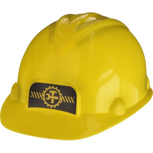 Construction Worker Tool Plastic Hard Hat, Yellow, One Size, Wearable Costume Accessory for Halloween