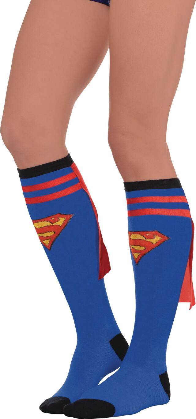 Superman Adult Supergirl Knee Socks Front_Angled_Left