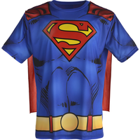 T-shirt du superhéros DC Superman pour hommes avec cape, bleu/rouge, tailles variées, accessoire de costume portable pour l'Halloween Front_Flat