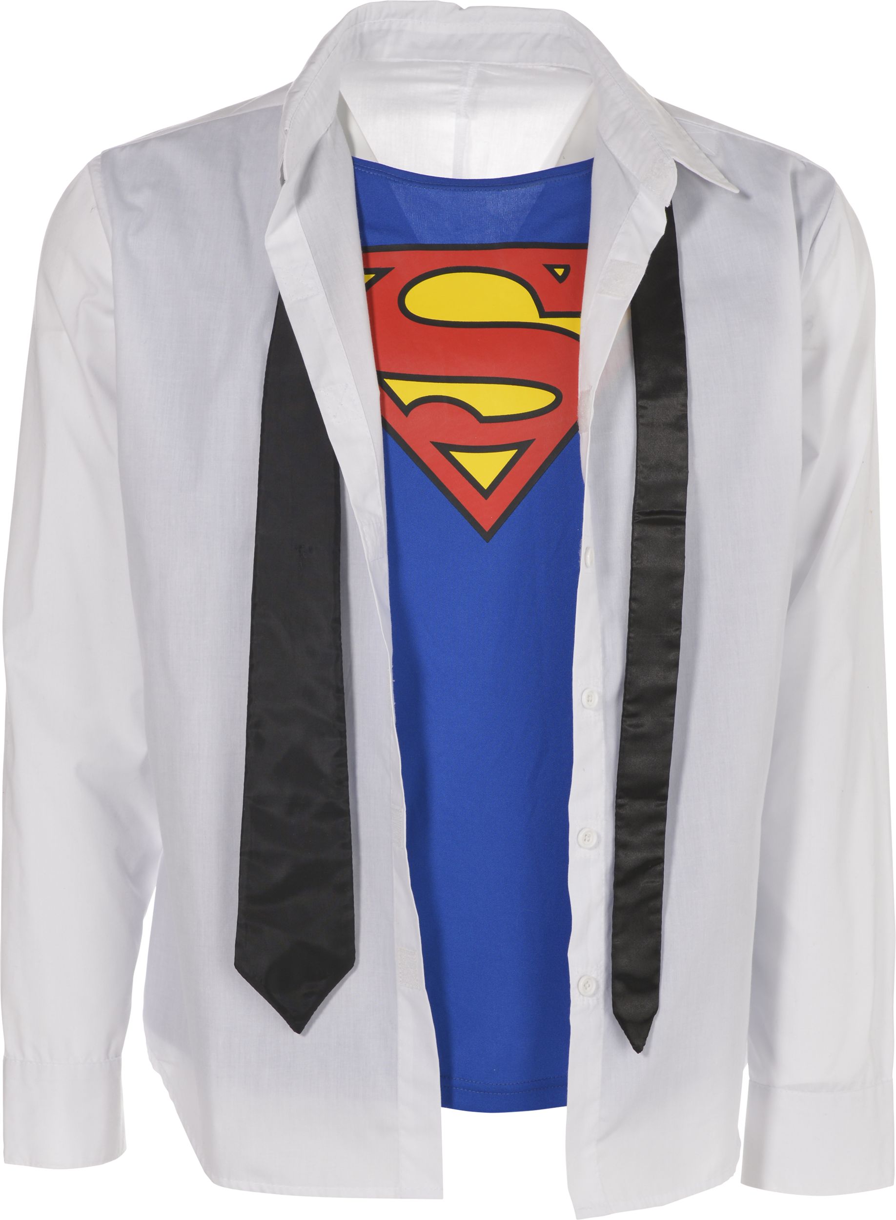 DC Superman Clark Kent Glasses, Tie & Shirt Kit, Black/White, One Size, 3-pk, Wearable Costume Accessories for Halloween Front_Flat