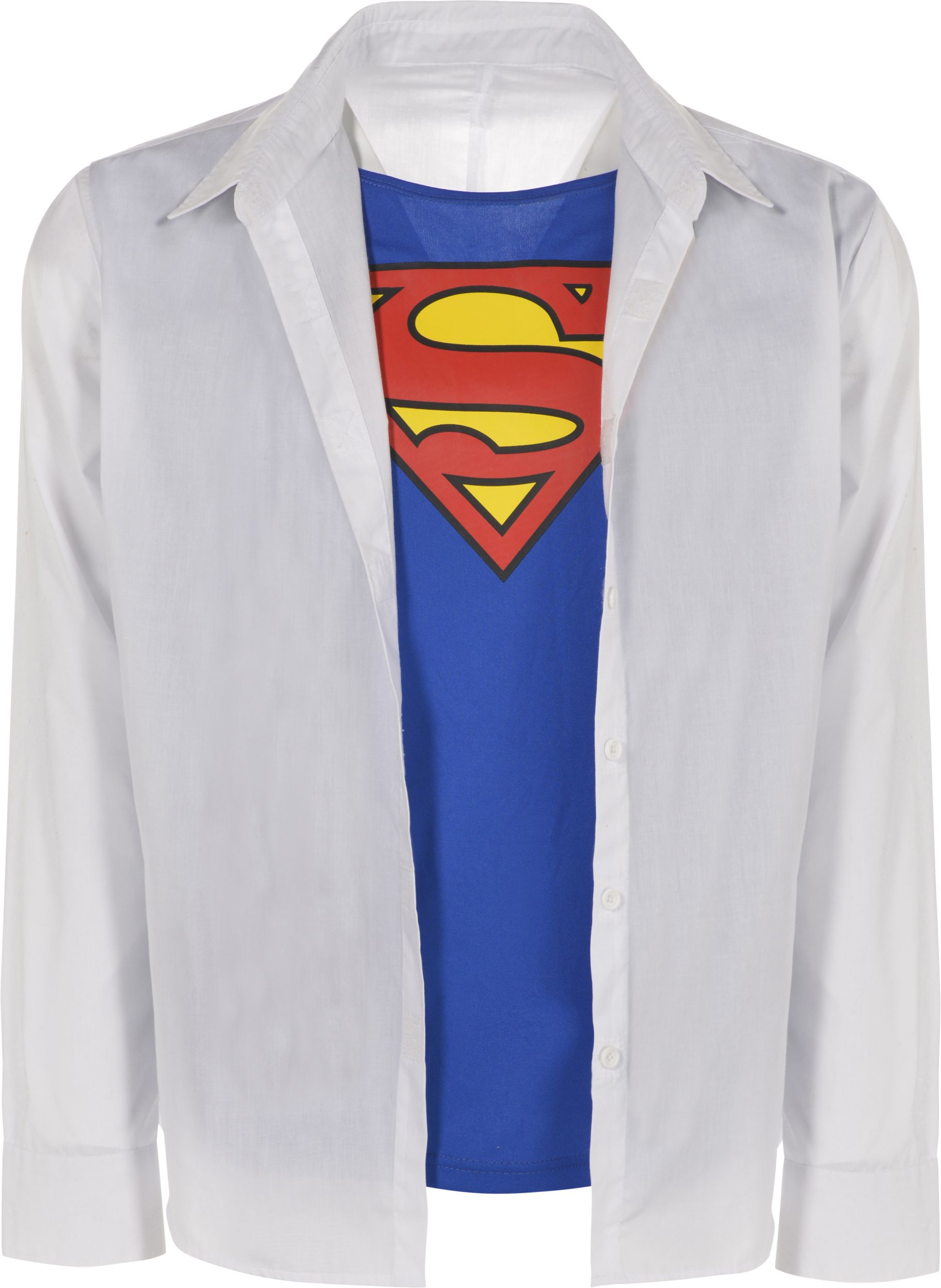 DC Superman Clark Kent Glasses, Tie & Shirt Kit, Black/White, One Size, 3-pk, Wearable Costume Accessories for Halloween Front_Flat