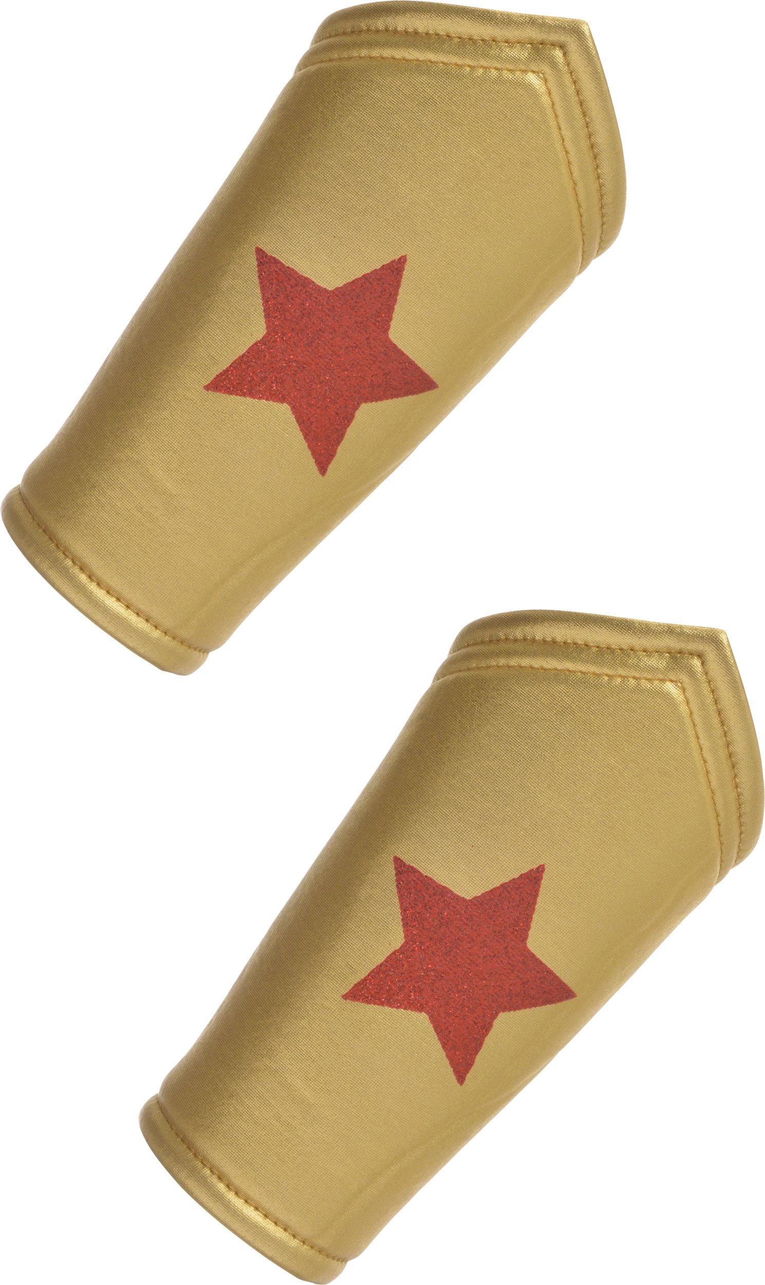 DC Wonder Woman Kit with Tiara, Gauntlets, Belt & Lasso, Gold, One Size, 4-pk, Wearable Costume Accessories for Halloween Overhead_Flat