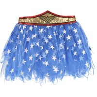 Jupe tutu en tulle avec paillettes de DC Wonder Woman pour adulte, motif d'étoile, bleu/blanc/doré, taille unique, accessoire de costume à porter pour l'Halloween Front_Flat