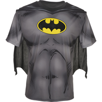 T-shirt du superhéros DC Batman pour hommes avec cape, noir, tailles variées, accessoire de costume portable pour l'Halloween Front_Flat