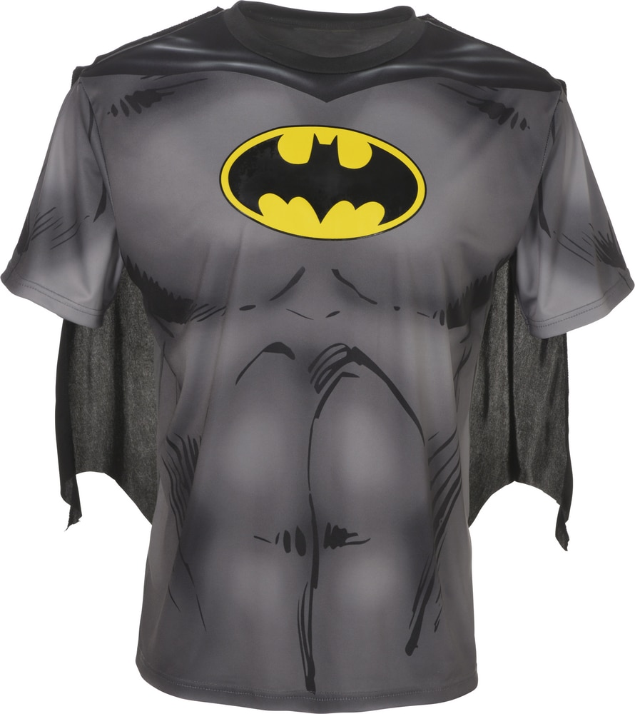 Men's DC Batman Superhero T-Shirt with Cape, Black, Assorted Sizes,  Wearable Costume Accessory for Halloween