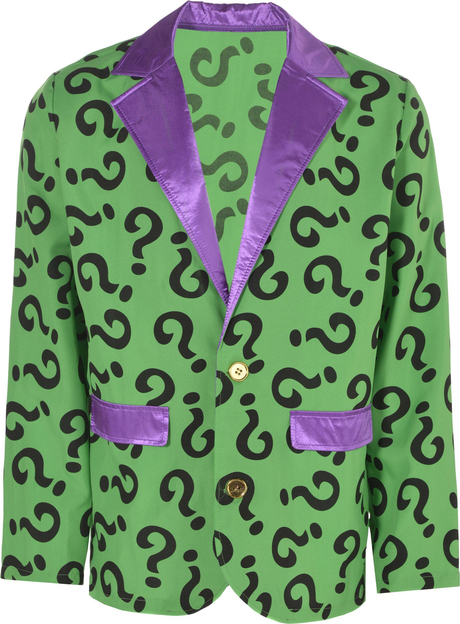 Adult DC Batman The Riddler Jacket, Green/Purple Question Marks, One