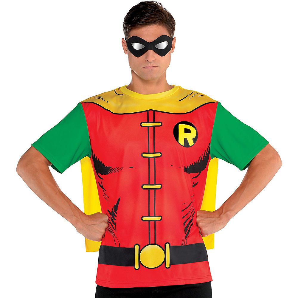 Batman Adult Robin T-Shirt with Cape Front_Flat