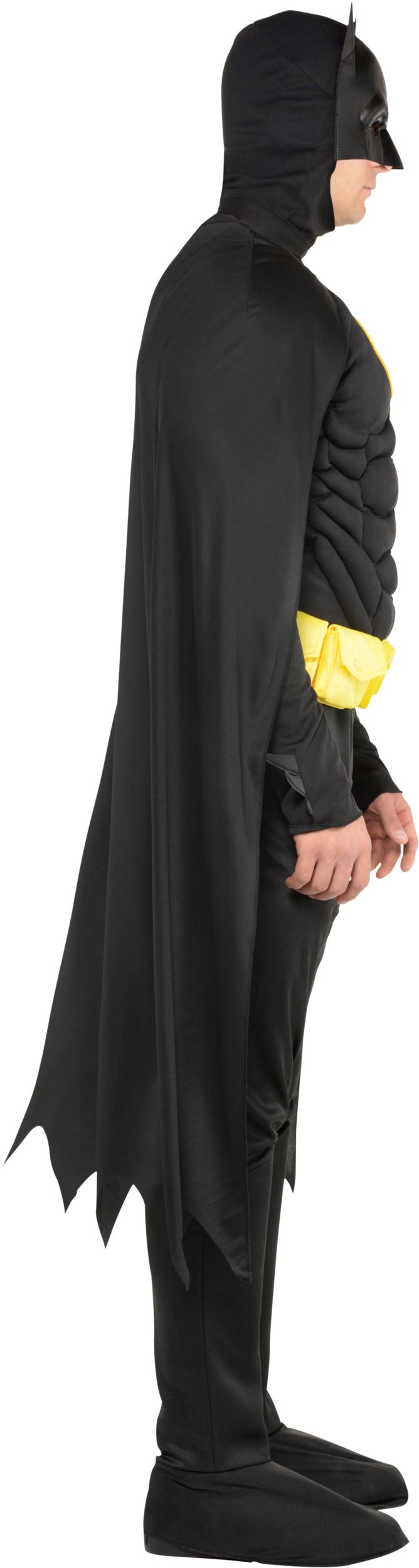 Men s DC Batman Black Padded Jumpsuit With Cape Mask Halloween Men s DC Batman Black Padded Jumpsuit With Cape Mask Halloween