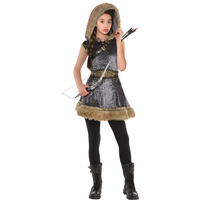 Kids' Archer Black Dress with Hood & Cape Halloween Costume, Assorted Sizes Front_Flat