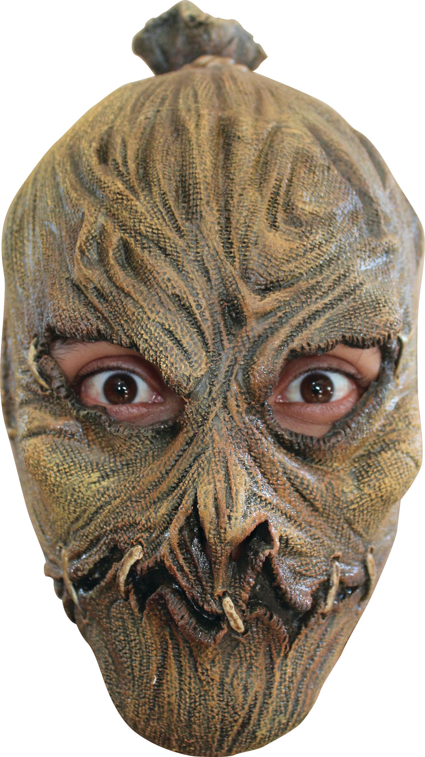 Scarecrow Stitched Burlap Mask, Brown, One Size, Wearable Costume Accessory for Halloween Front_Flat