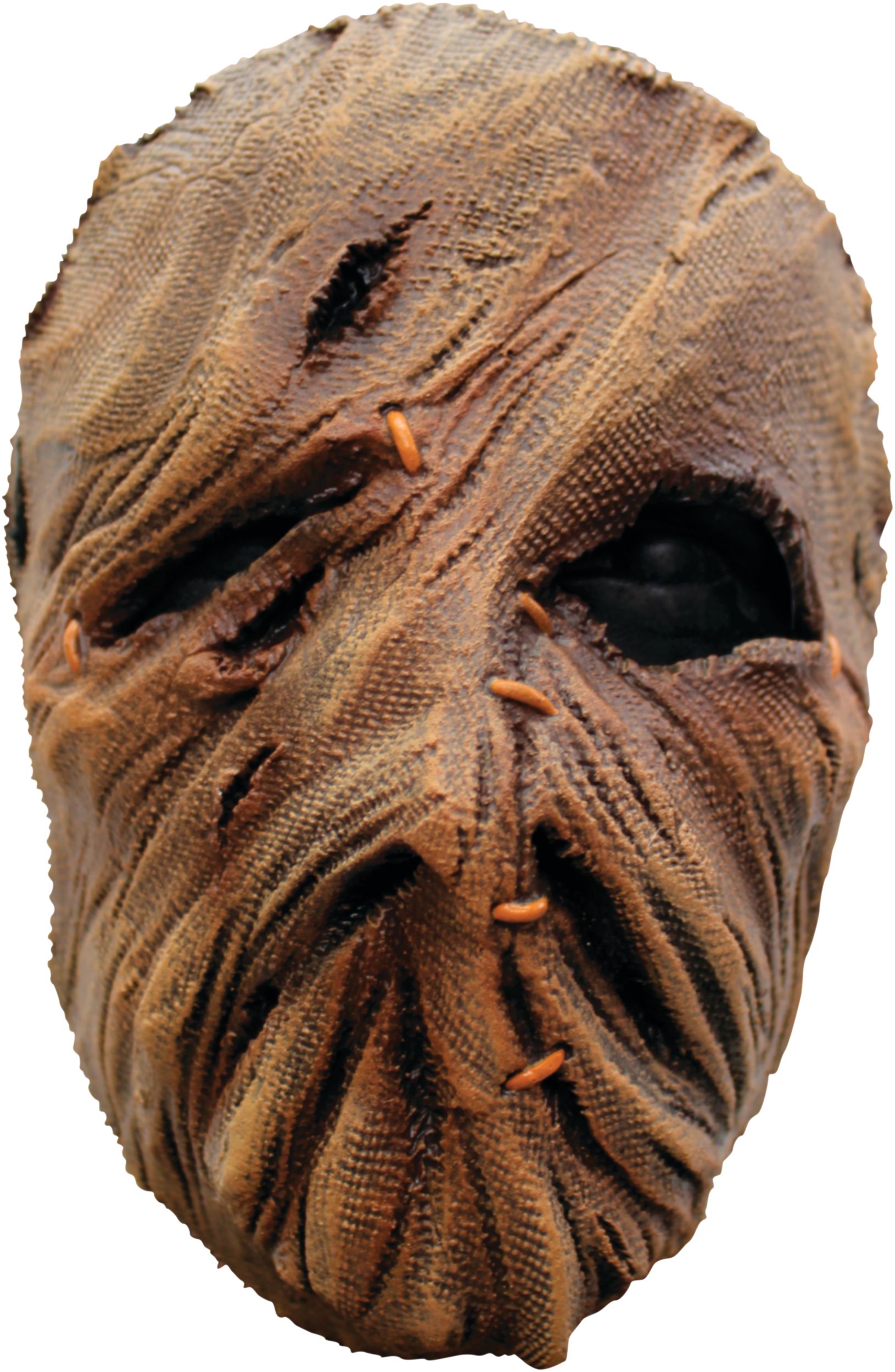 Scarecrow Stitched Burlap Mask, Brown, One Size, Wearable Costume Accessory for Halloween Front_Flat