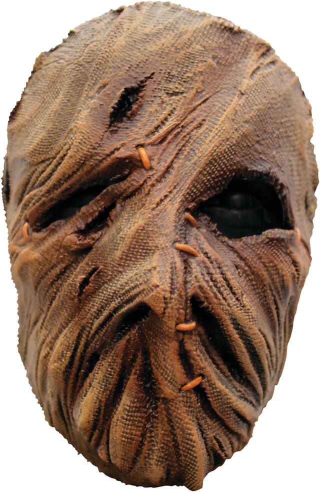 Scarecrow Stitched Burlap Mask, Brown, One Size, Wearable Costume Accessory for Halloween Front_Flat