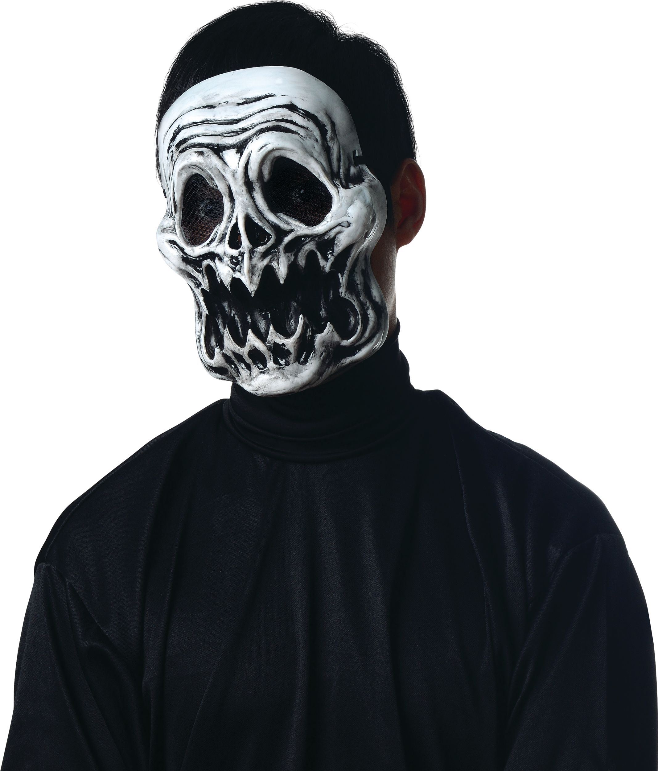 Skeleton Frowning SKull Ghost Mask, Black/White, One Size