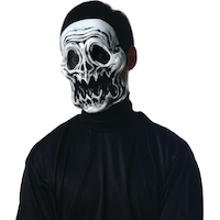 Skeleton Frowning SKull Ghost Mask, Black/White, One Size, Wearable Costume Accessory for Halloween Front_Angled_Left