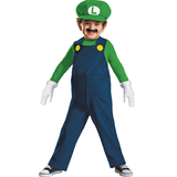 Costume Nintendo Super Mario Bros Luigi, tout-petits et enfants, combinaison verte avec chapeau/gants/moustache, tailles variées Front_Flat