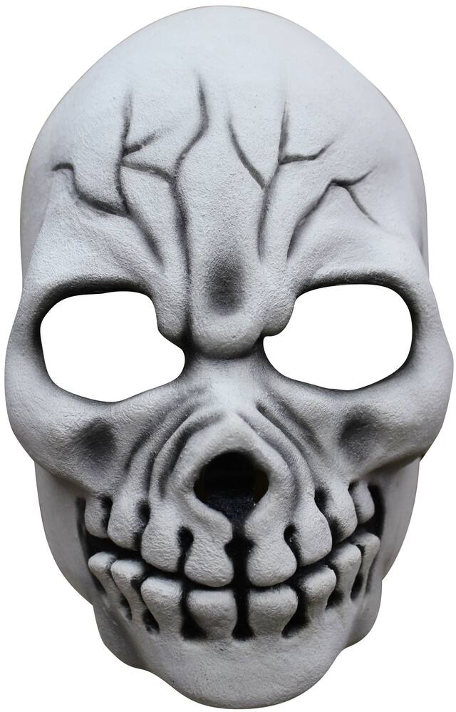 Masque de crâne squelette fissuré, noir/blanc, taille unique, accessoire de costume à porter pour l'Halloween Front_Flat