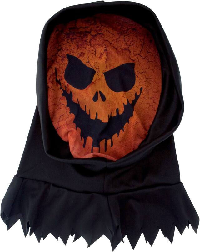 Hooded Scary Jack-o'-Lantern Mask Front_Flat