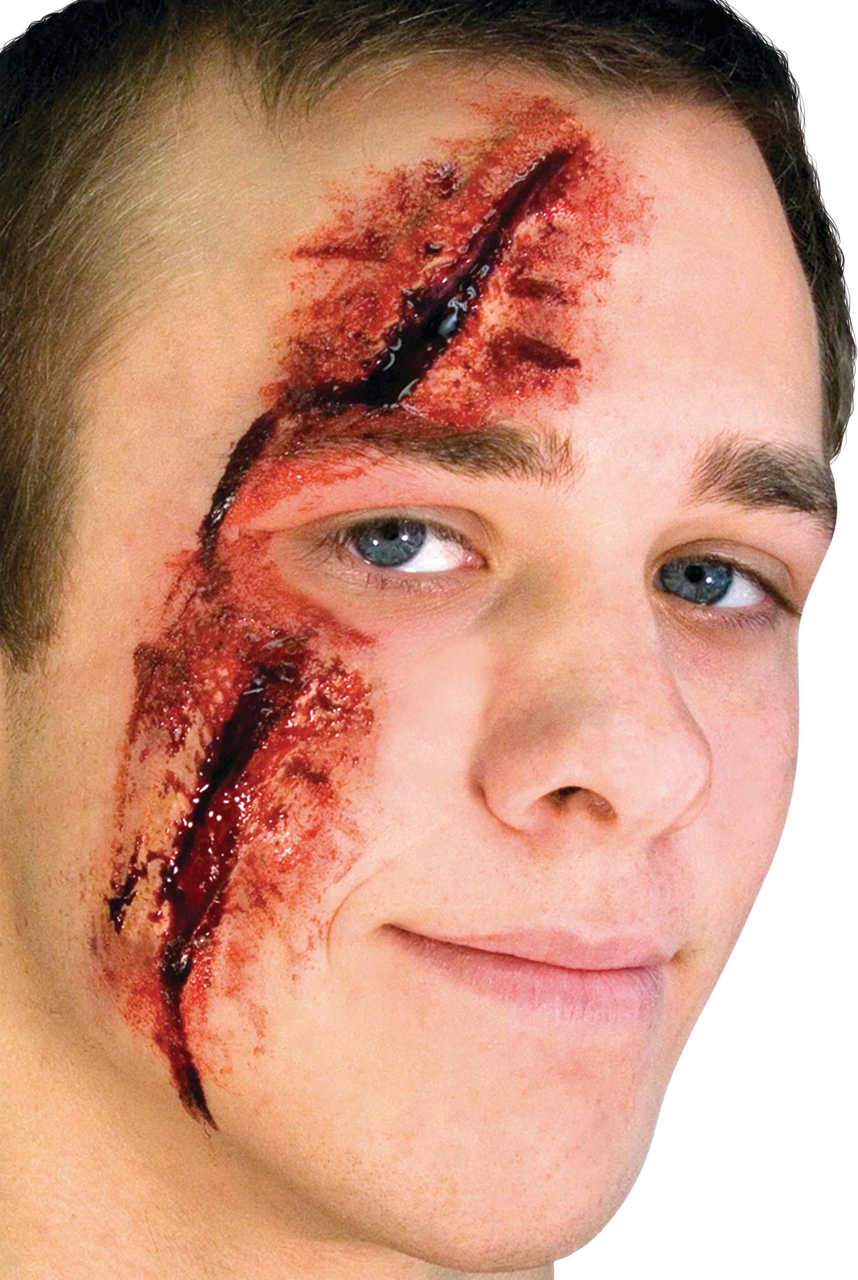 Fake Slashed Eye Wound Prosthetic, Red, One Size, Wearable Costume Accessory for Halloween Front_Angled_Left