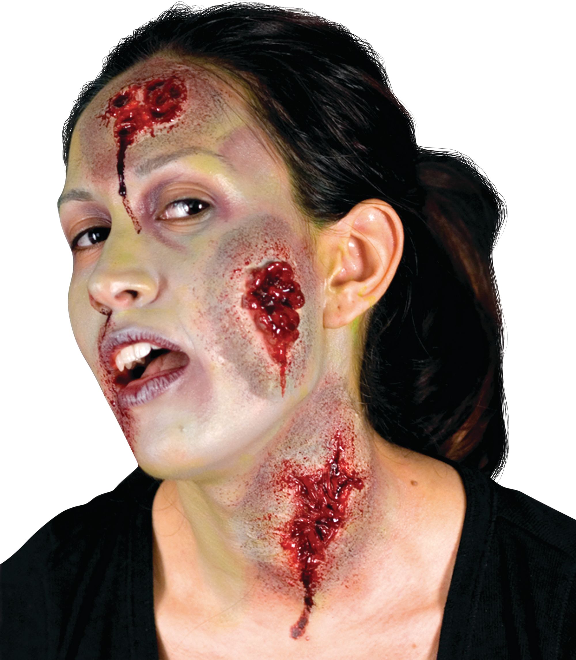Prothèse de fausses plaies suintantes, rouge, taille unique, paq. 3, accessoires de costume à porter pour l'Halloween Composite_or_Mixed