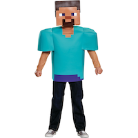 Kids' Minecraft Steve Blue Block-Shape Tunic with Mask Halloween Costume, Assorted Sizes