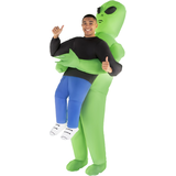 Adult Alien Green Inflatable Halloween Costume, One Size Front_Angled_Left