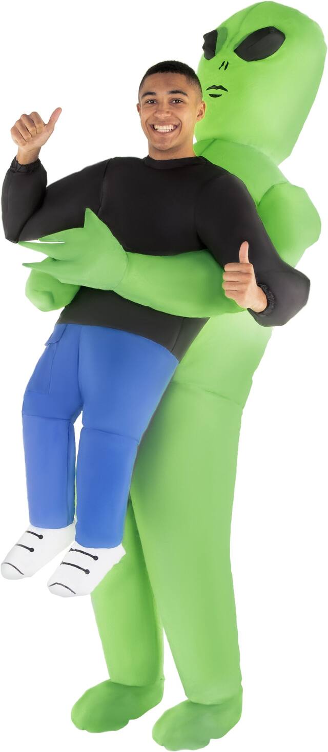 Adult Alien Green Inflatable Halloween Costume, One Size Front_Angled_Left