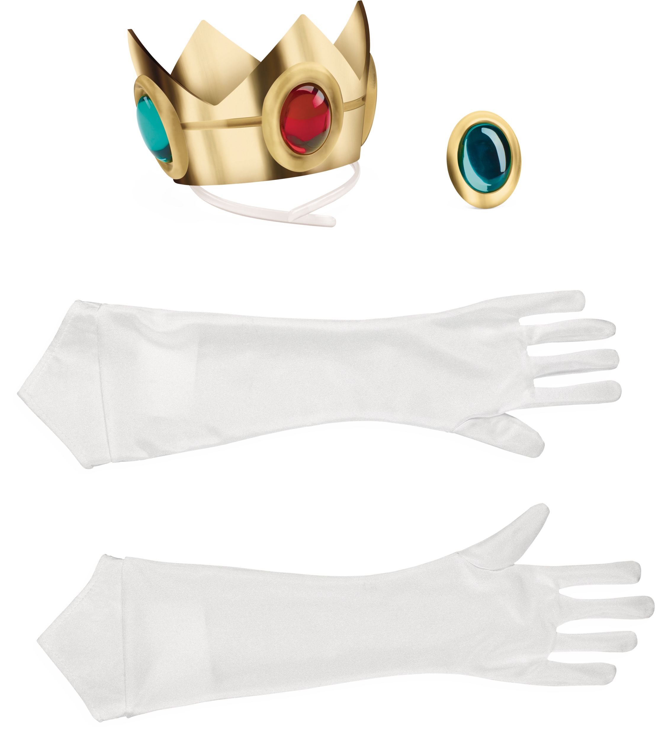 Accessoires de Princesse Peach, Nintendo Super Mario Bros, avec couronne,  gants et amulette, doré/blanc, taille unique, paq. 3, accessoires de  costume à porter pour l'Halloween