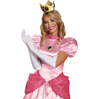 Nintendo Super Mario Bros Princess Peach Crown, Gloves & Amulet Kit, Wearable Costume Accessories for Halloween, One Size, 3-pk