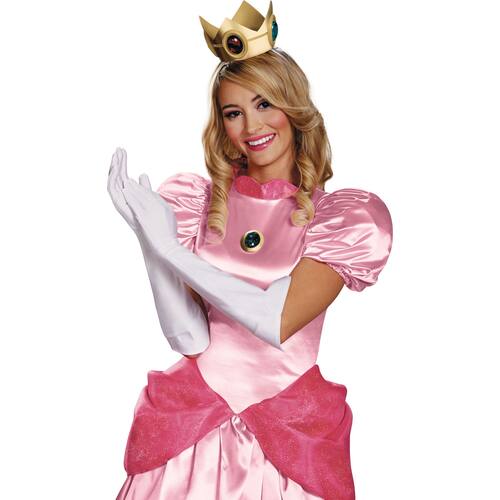 Adult Nintendo Super Mario Bros Princess Peach Crown, Gloves & Amulet Kit, Wearable Costume Accessories for Halloween, One Size, 3-pk