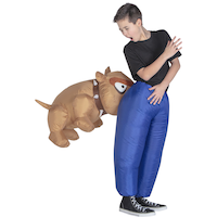 Costume gonflable de chien qui mord pour enfants, bleu/brun, taille universelle Composite_or_Mixed
