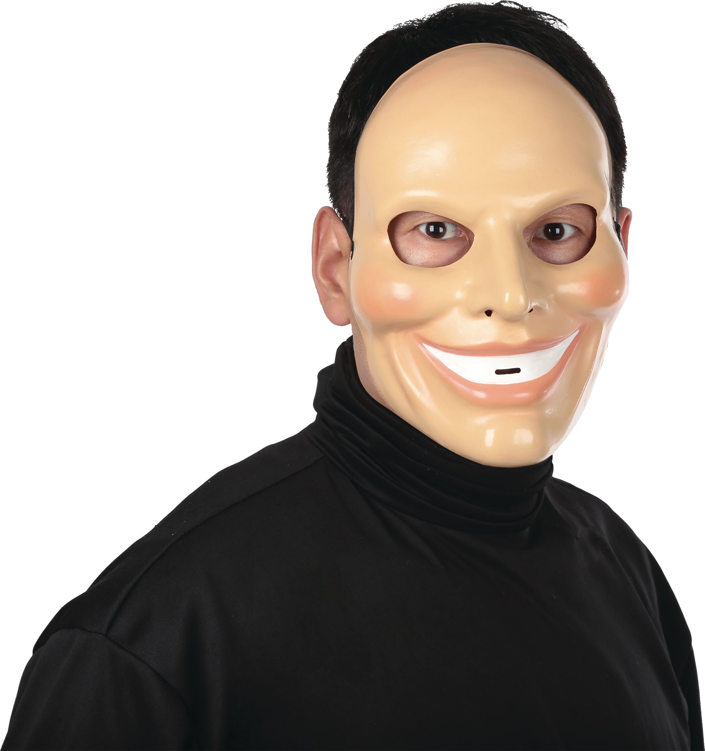 Sinister Smiler Mask with Hair, Beige/Black, One Size, Wearable Costume