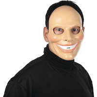 Sinister Smiler Mask with Hair, Beige/Black, One Size, Wearable Costume Accessory for Halloween Front_Flat