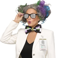 Perruque frisée de scientifique fou avec chignons, multicolore, taille unique, accessoire de costume à porter pour l'Halloween Front_Angled_Left