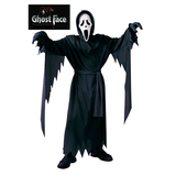 Costume Frissons Ghostface, enfants, tenue noire avec masque, tailles variées Front_Flat