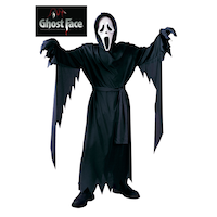 Kids' Scream Ghost Face Black Outfit with Mask Halloween Costume, Assorted Sizes Front_Flat