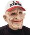 I Love Bingo Old Man Mask with Hat, Beige/Red, One Size, Wearable Costume  Accessory for Halloween