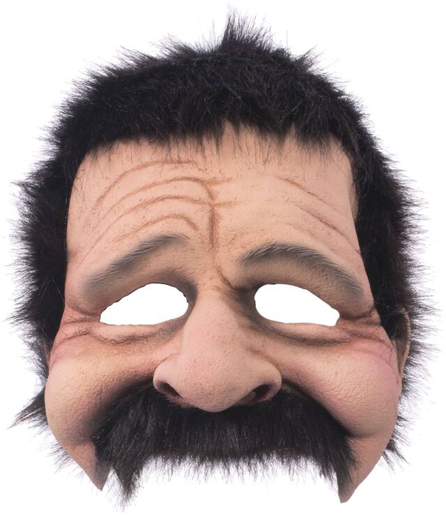 Uncle Bobby Mask with Hair, Beige/Black, One Size, Wearable Costume Accessory for Halloween Front_Flat