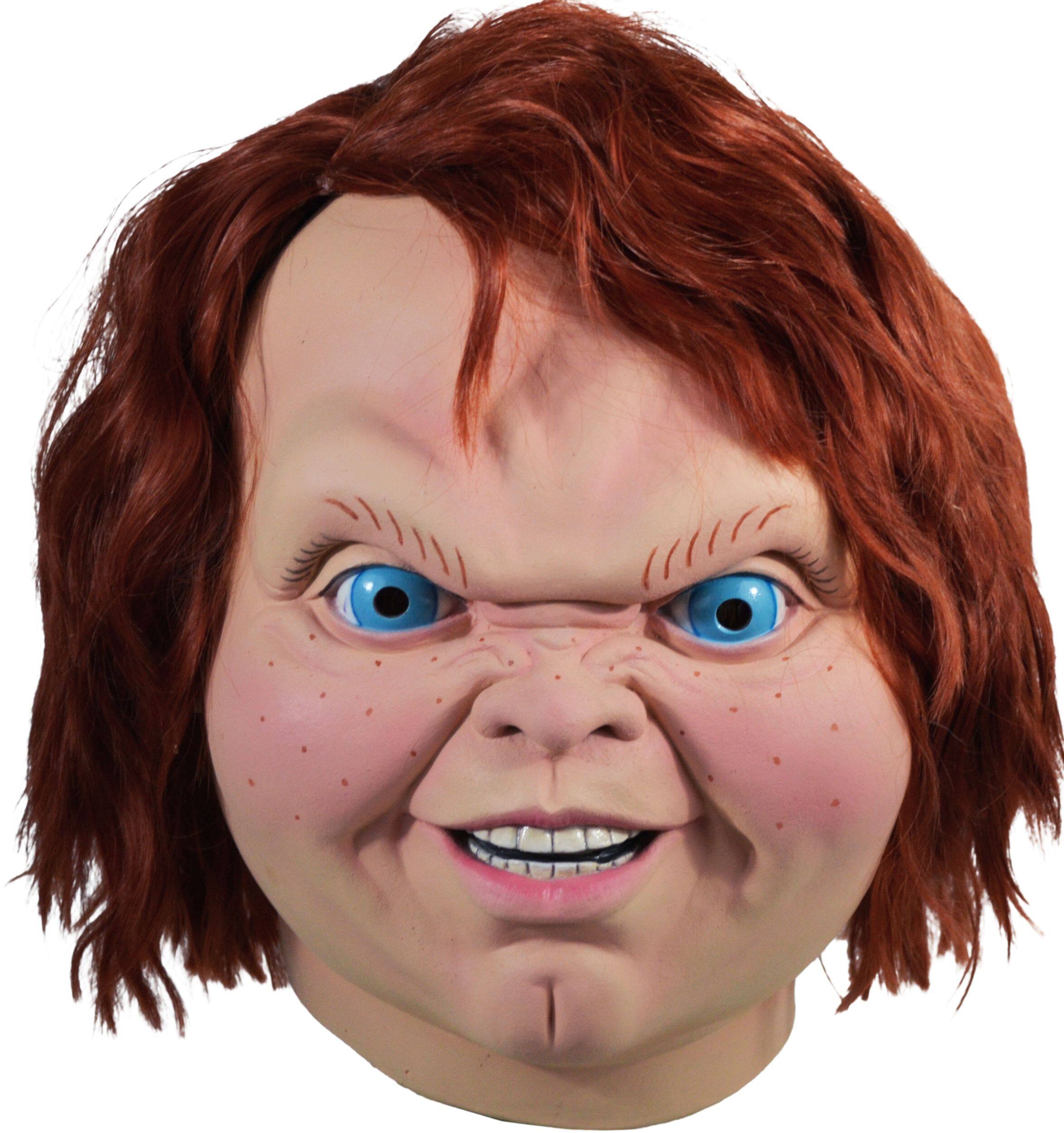 Masque de poupée diabolique Chucky Jeu d'enfant avec cheveux pour enfant, beige/orange, taille unique, accessoire de costume à porter pour l'Halloween Front_Flat