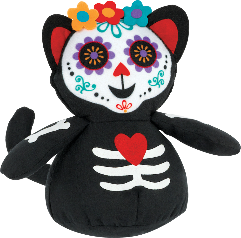 Cat Plush, MultiColoured, 6in, Indoor Decoration for Day of the Dead Party City