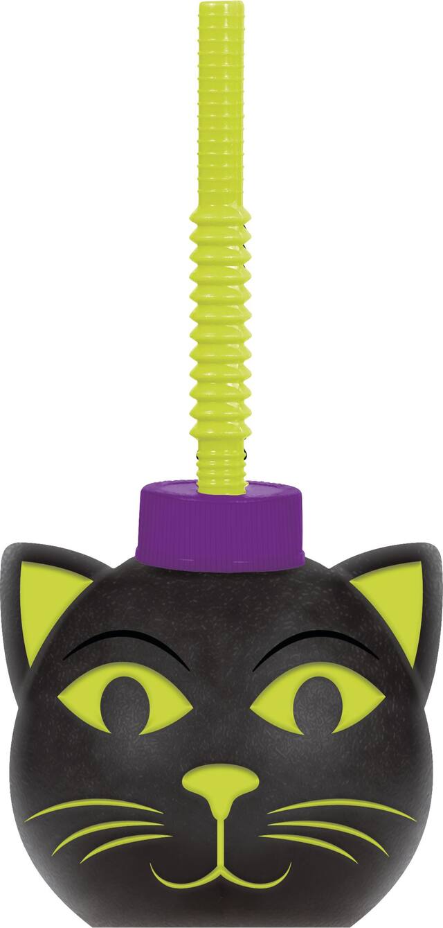 Black Cat Cup & Straw Front_Flat