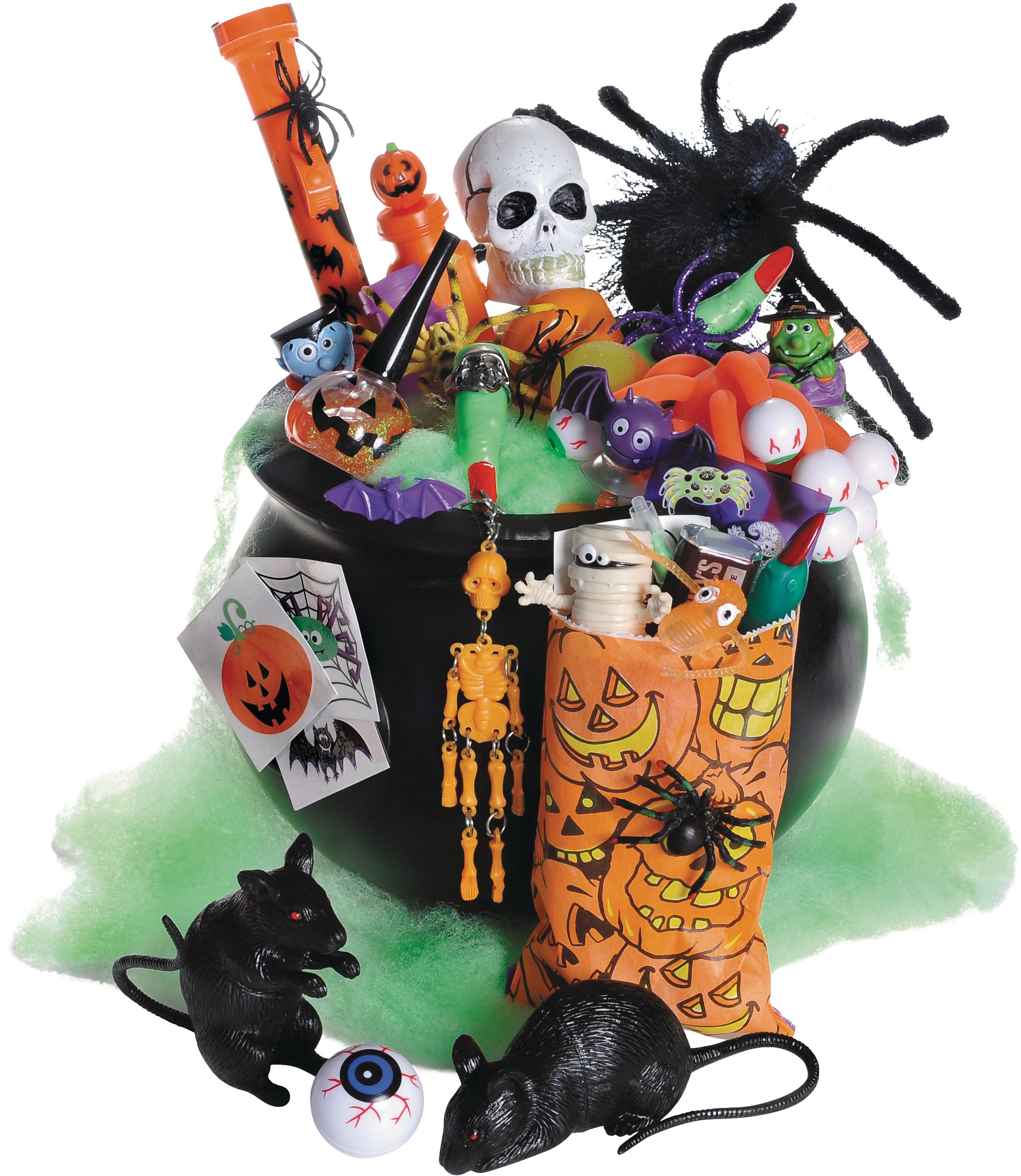 Black Cauldron Halloween Decor, 8-in Composite_or_Mixed