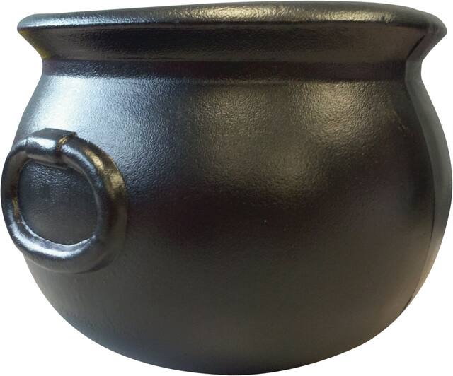 Black Cauldron Halloween Decor, 8-in Front_Angled_Right