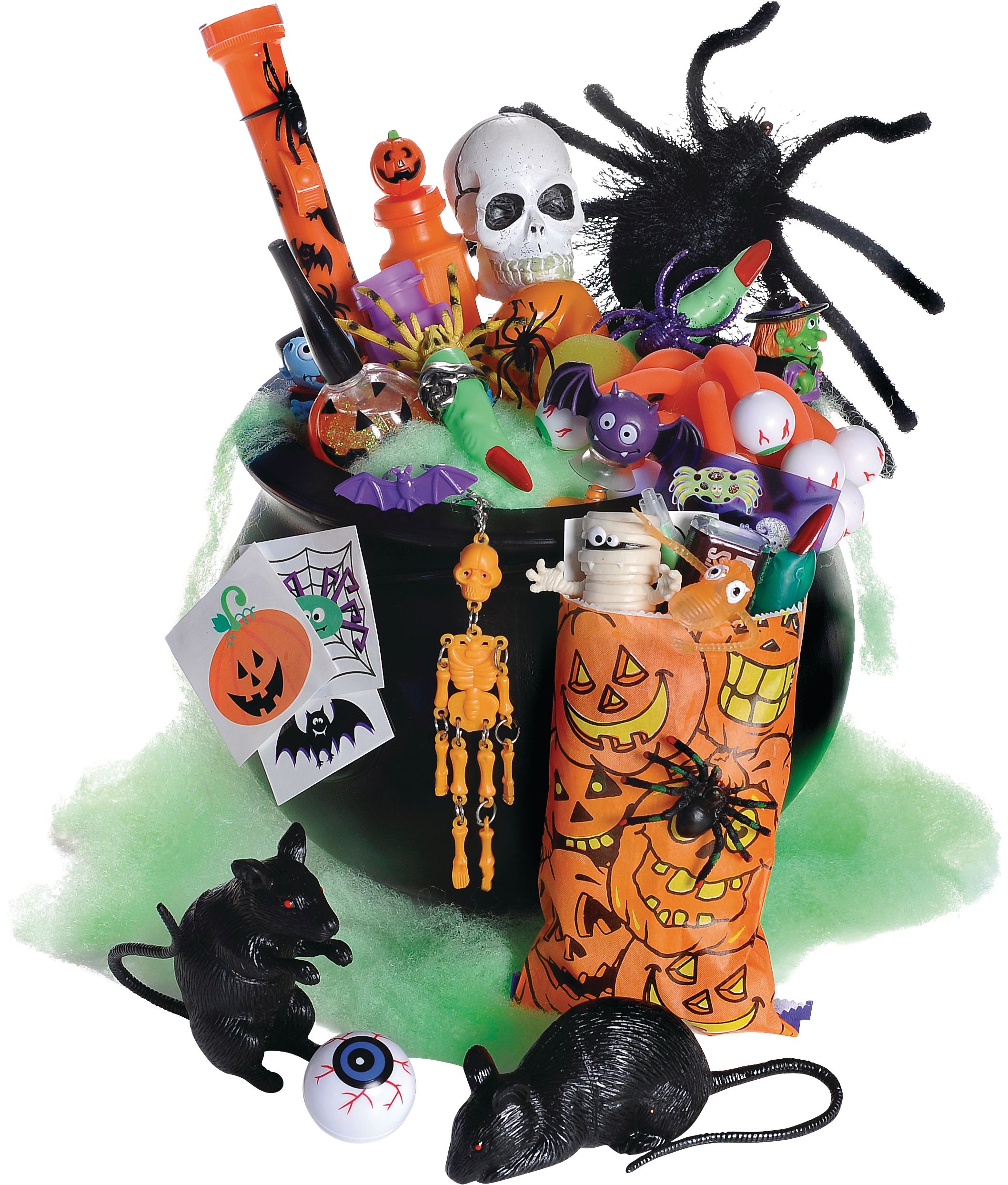 Black Cauldron Halloween Decor, 8-in Composite_or_Mixed