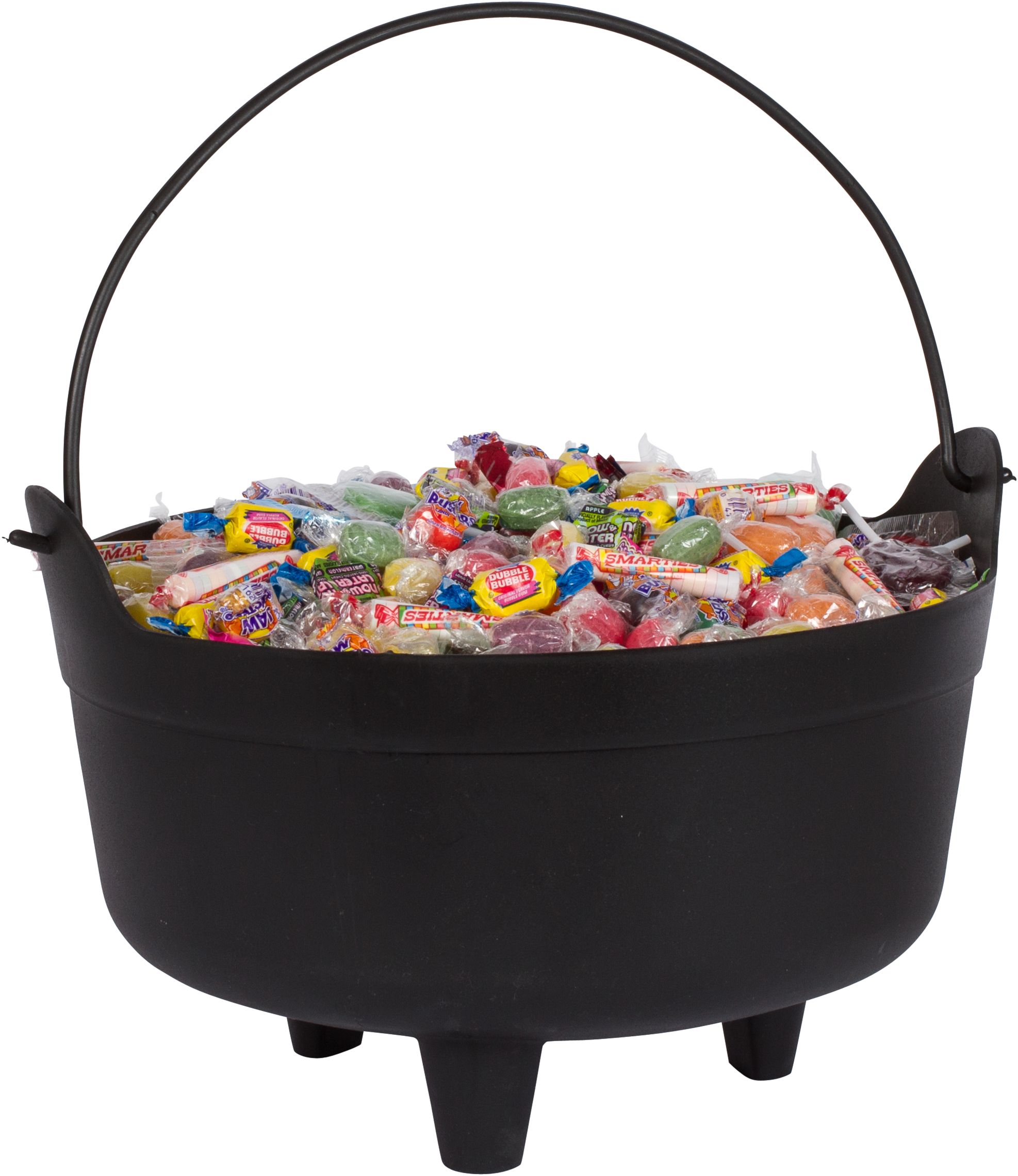 Dutch Kettle Candy Holder, Black, 14-in, Table Decoration for Halloween Front_Elevated