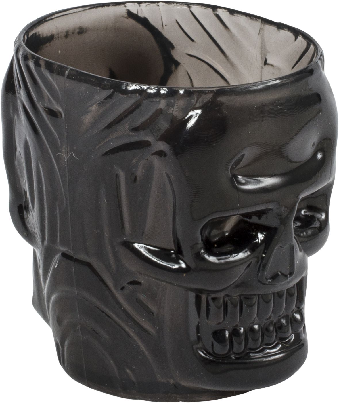 Skull Plastic Shot Glasses, Black, 2-oz, 4-pk, for Halloween Front_Angled_Right