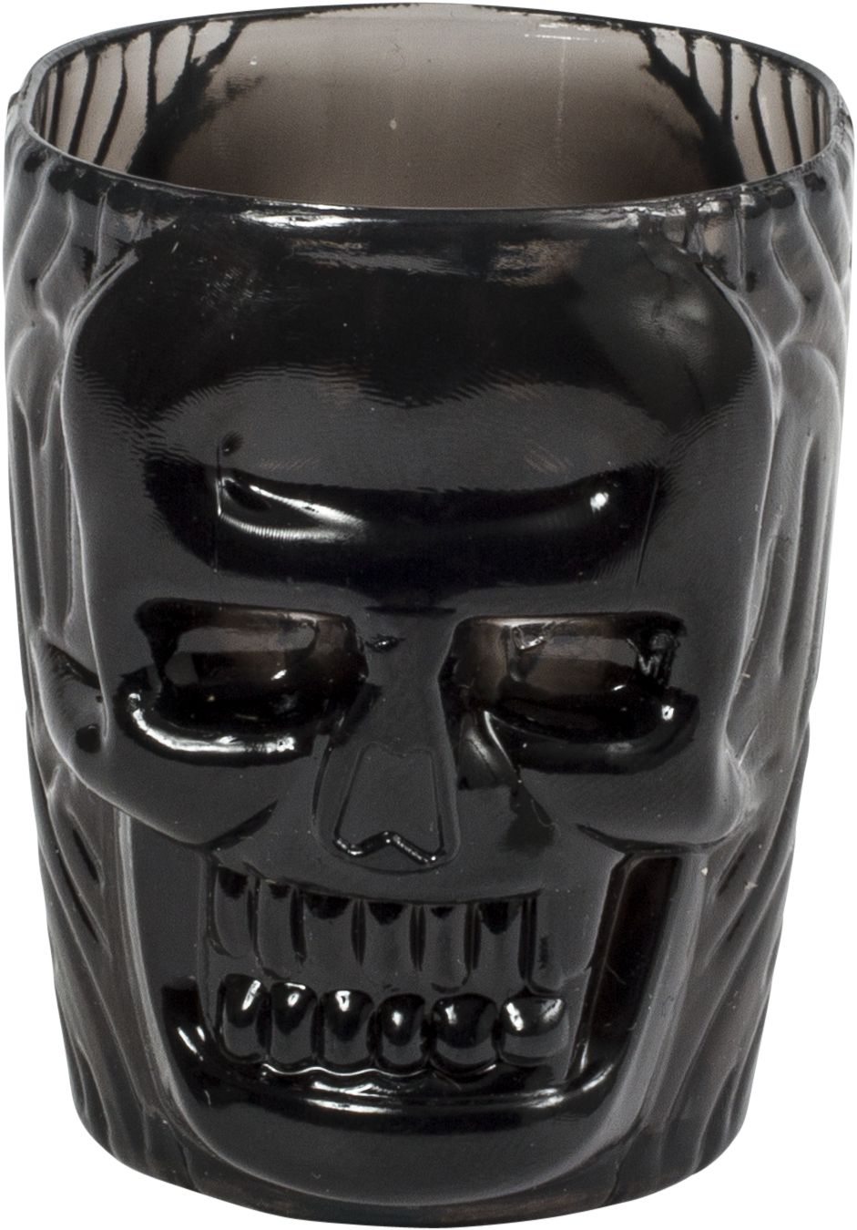Skull Plastic Shot Glasses, Black, 2-oz, 4-pk, for Halloween Front_Elevated