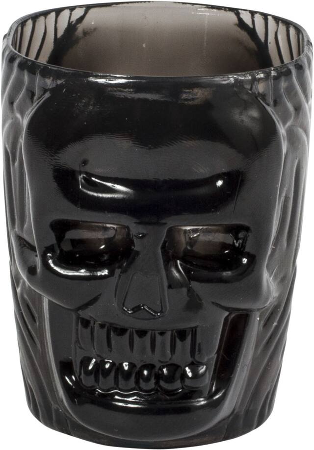 Verres à liqueur en plastique réutilisables crâne, noir, 2 oz, paq. 4, décoration de table pour l'Halloween Front_Elevated