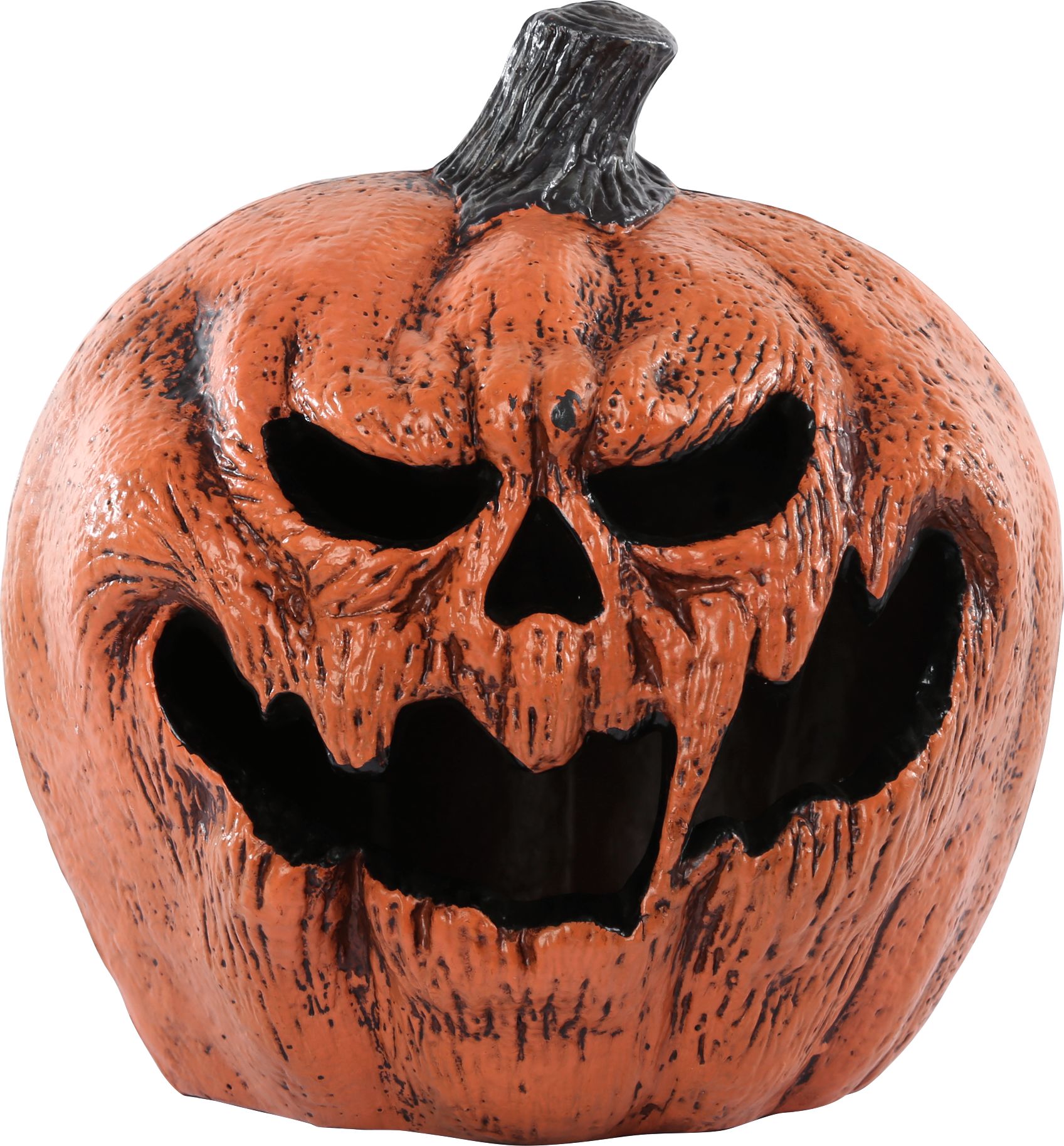 Jack-O'-Lantern Light-Up Evil Pumpkin with Batteries, Black/Orange, 11.5-in, Indoor/Outdoor Decoration for Halloween Front_Flat